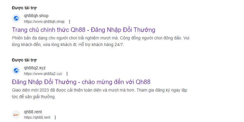 Tìm kiếm đăng nhập qh88 trên google